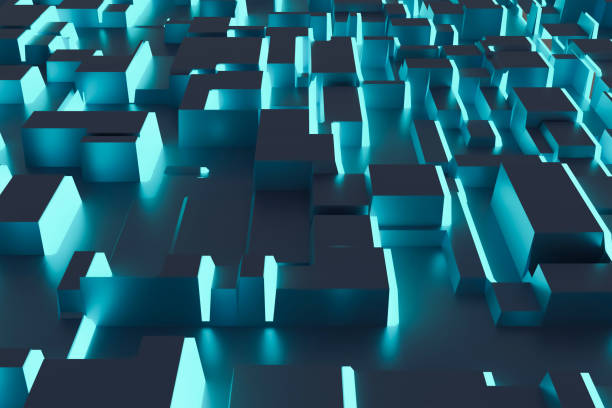 istock Fantastic abstract background of cubes and light panels. 3D illustration. 1337462792