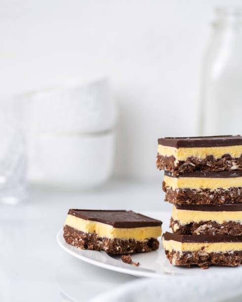 istock A stack of Nanaimo bars - a traditional Canadian dessert - in a white kitchen 1337465013