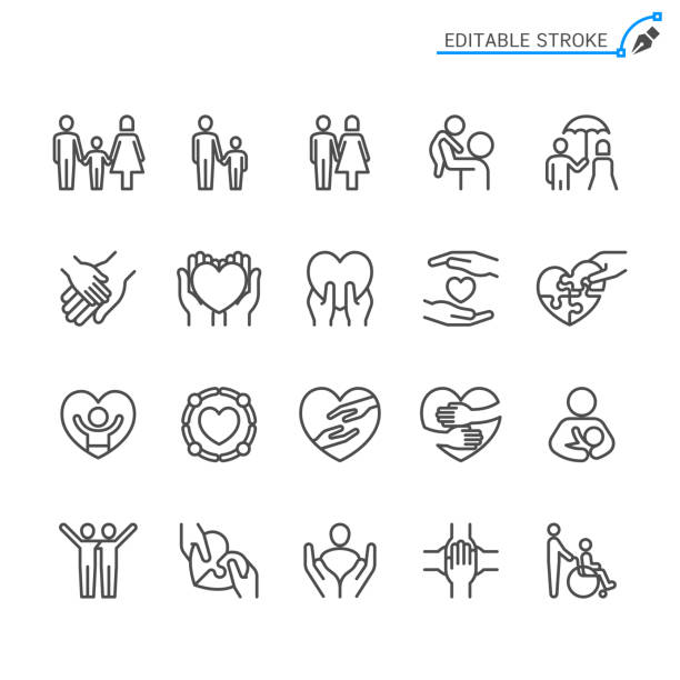 Help and care line icons. Editable stroke. Pixel perfect. Help and care line icons. Editable stroke. Pixel perfect. lifestyle icons stock illustrations