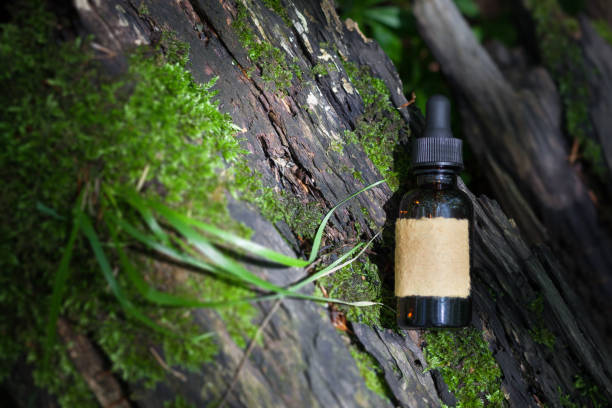 istock Natural, herbal beard oil,brown bottle. Blank label. 1337469287
