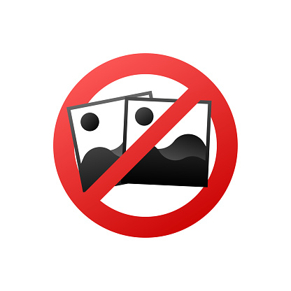 No photo, great design for any purposes. Camera icon. Warning icon. Vector illustration