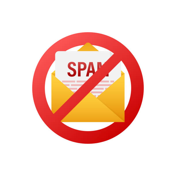 illustrazioni stock, clip art, cartoni animati e icone di tendenza di nessuna icona di spam. illustrazione vettoriale del simbolo dell'icona della busta e-mail. icona del messaggio. - spam