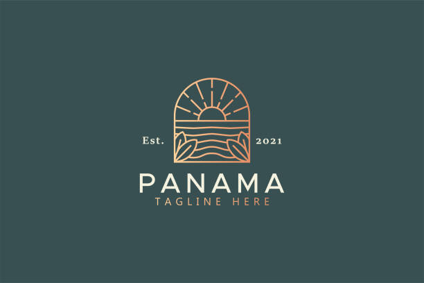 ilustrações, clipart, desenhos animados e ícones de logotipo de luxo sunset beach panorama - backgrounds vector sunlight elegance