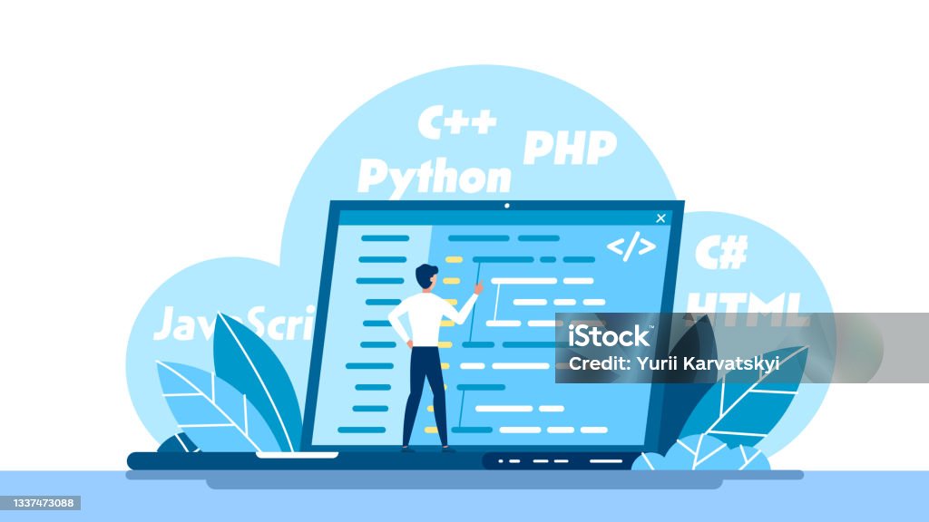 Concept Of Script Coding And Programming Javascript Php Python Html ...
