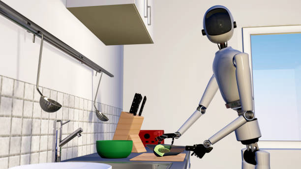 istock a service robot makes the food in the kitchen (3d rendering) 1337475949