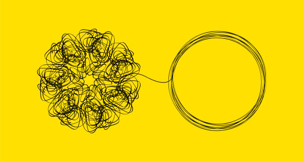 tangle and untangle concept. psychotherapy, psychology doodle illustration. coach abstract icon - yenilik illüstrasyonlar stock illustrations