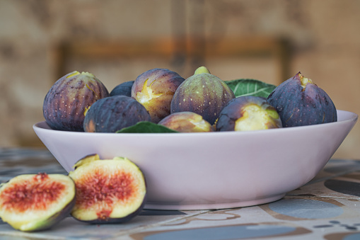 Fresh figs in a bowl, healthy food