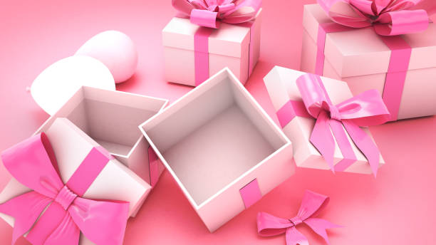 istock Pink gift box festival celebration,christmas gift box pink background 1337482659