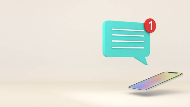 istock Receiving messages in mobile on white background, 1337483495