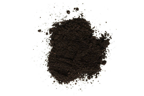 istock Black land for plant isolated on white background. 1337483662