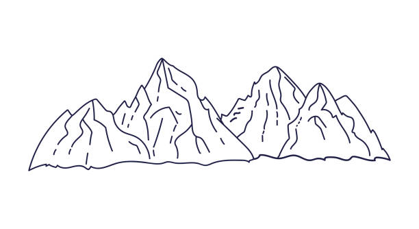 istock Outline mountains. Icon. Nature, adventure, mountaineering, tourism 1337486279