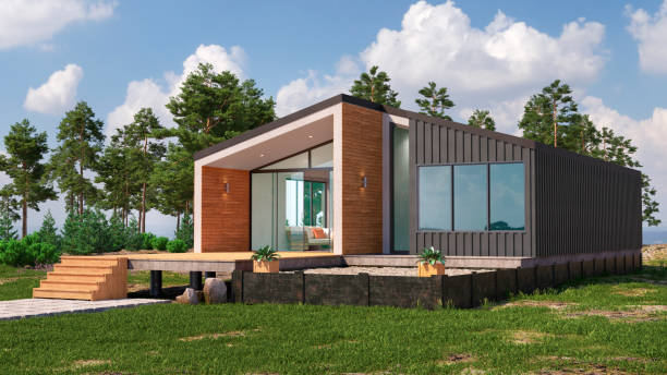 istock Luxury modular house exterior. 3d illustration 1337487015