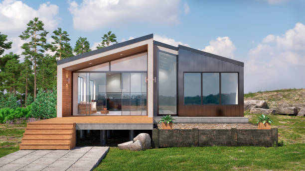 istock Luxury modular house exterior. 3d illustration 1337487038