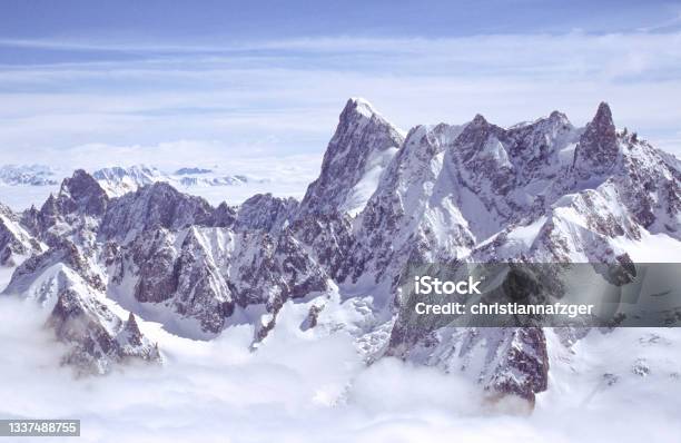 French Alps Above Chamonix Stock Photo - Download Image Now - French Alps, Mountain, Aerial View