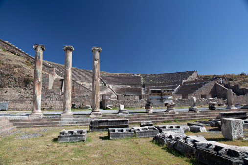 Columns of Pergamon Ruins In Bergama, Turkey