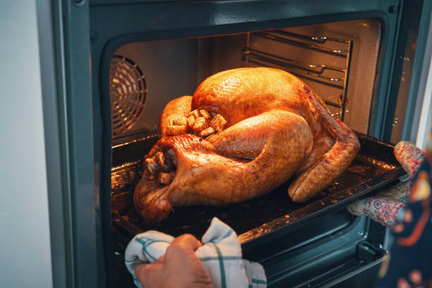 istock Roasting Turkey in the Oven for Holiday Dinner 1337492307