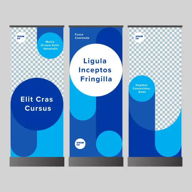 Vector illustration of Set of vertical banner design layouts with modern geometric circle graphics