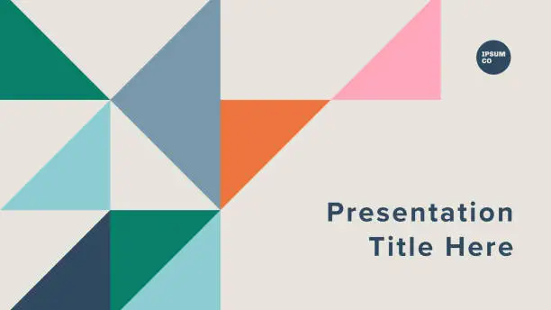 Vector illustration of Presentation title slide design template with geometric triangle graphics