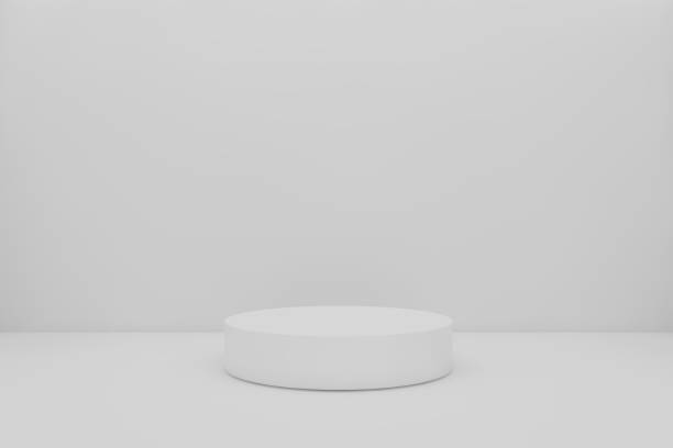 istock White 3d round empty pedestal platform for display show and place for presentation. 1337497844
