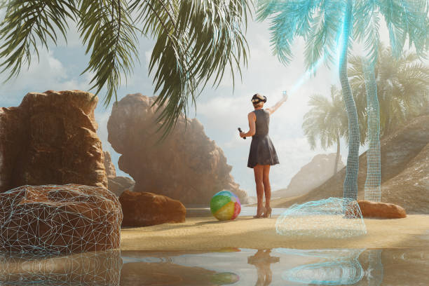 Woman enjoying in VR environment