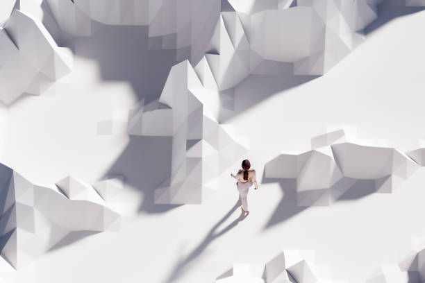 istock Woman walking in VR landscape 1337498120