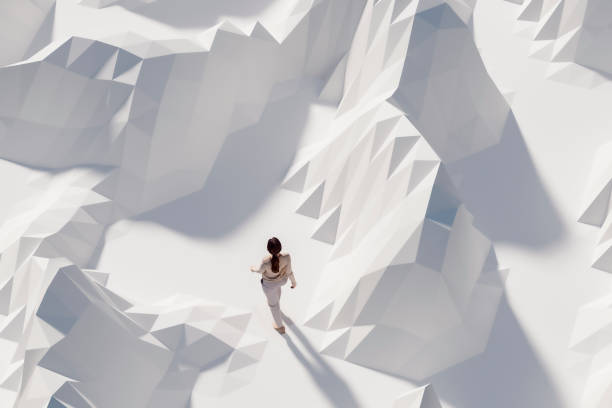 istock Woman walking in VR landscape 1337498134