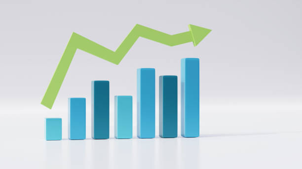 istock isolated bar chart with reflection improving business growth concept with uptrend arrow, statistics forecast, financial profit 1337499015