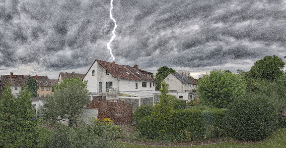 Lightning strikes a single-family home