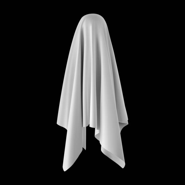 Ghost on a black background Ghost on a black background. An evil spirit with a covered sheet. Vector EPS 10 sheet bedding stock illustrations