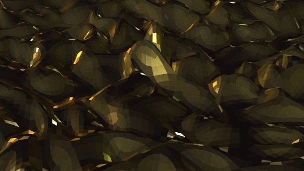 Explosion underground in golden mesh mountains. Digital geometric 3d render abstract shockwave radiates in circle hills Explosion underground in golden mesh mountains. Digital geometric 3d render abstract shockwave radiates in circle hills. Polygonal glow landscape with gilded surface. Futuristic grid of alien world digital underground stock pictures, royalty-free photos & images