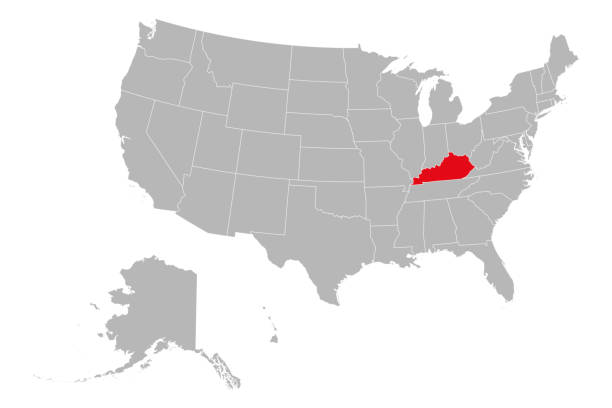 ケンタッキー州はアメリカの政治地図で強調した。 - アメリカ州境点のイラスト素材／クリップアート素材／マンガ素材／アイコン素材