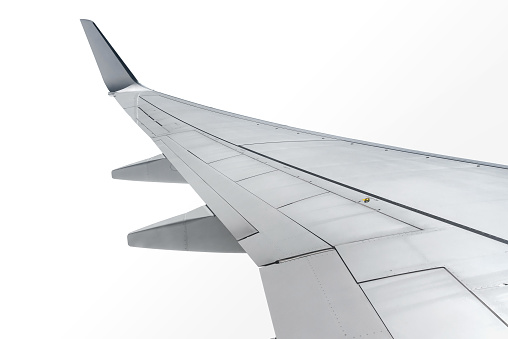 Airplane wing isolated on white background with clipping path