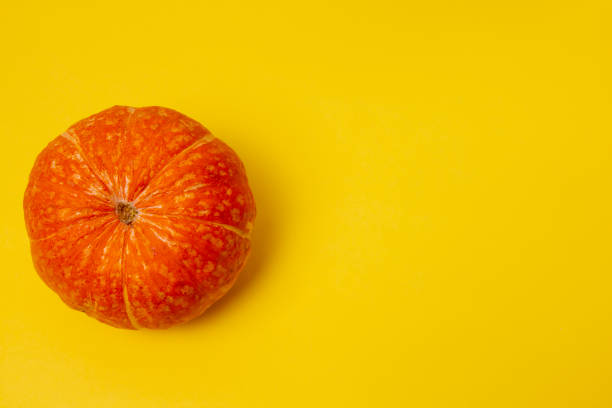 istock Beautiful round pumpkins on a bright orange background 1337509186