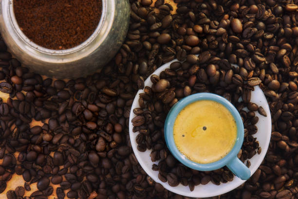 istock top view of a coffee mug and roasted coffee beans 1337509552