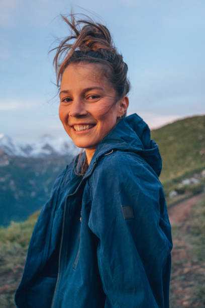 istock Young woman portrait mountain 1337510367