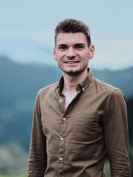 istock Portrait of young man in mountain environment 1337511151