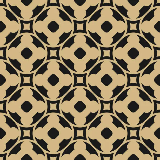 Vector illustration of Vector seamless pattern in oriental style. Black and gold geometric ornament