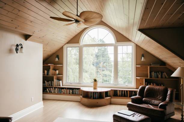 Room in a cottage with big window