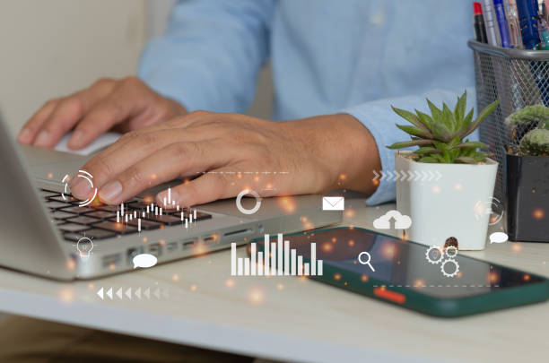 istock man hand using laptop to working social media marketing icon internet network technology and business concept 1337523137