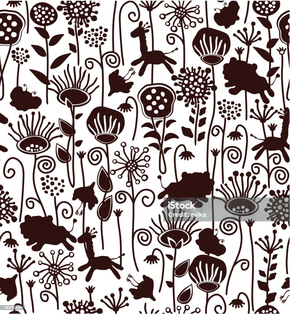 Adorable motif sans couture de la faune et de la flore. - clipart vectoriel de Art libre de droits