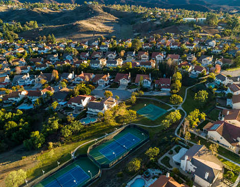 The aerial scenic view of Simi Valley, California, Los Angeles Agglomeration.