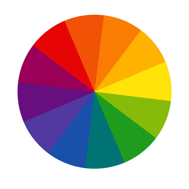 двенадцатичастный цветовой круг rgb. знак цветового круга. цветной круг с символом двенадцати цветов. плоская векторная иконка для рисовани� - primary colours stock illustrations