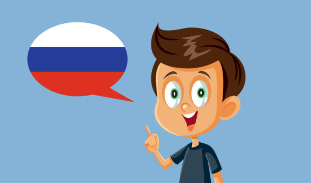 ilustrações, clipart, desenhos animados e ícones de ilustração vetorial de menino falando russo - russian culture child learning little boys