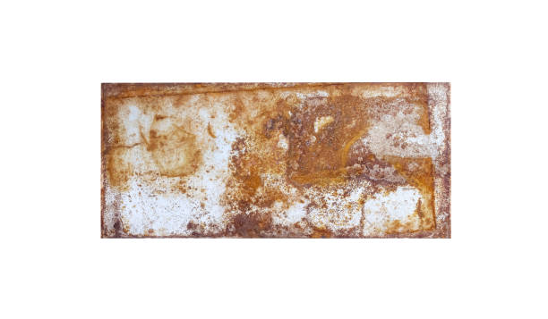 istock Rusty zinc sheet in rectangle  shape isolated on white background , clipping path 1337544186