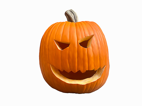 Halloween pumpkin cut out on white background