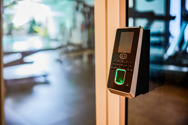 istock Facial recognition and fingerprints scanner machine for access door security 1337550350