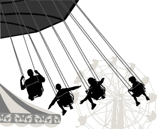 ilustraciones, imágenes clip art, dibujos animados e iconos de stock de emociones de carnaval - swing child silhouette swinging