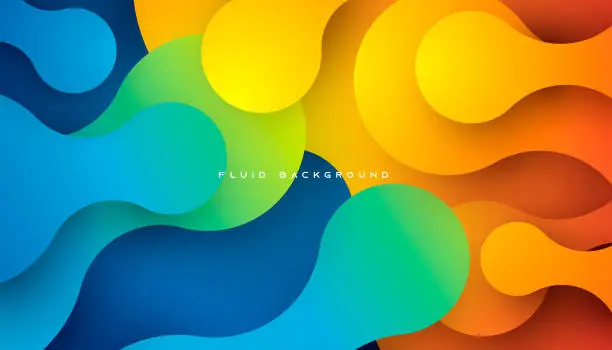 Vector illustration of Blue and orange gradient dynamic fluid background