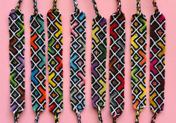 istock DIY woven friendship bracelets with abstract geometric pattern. Summer accessories 1337553386