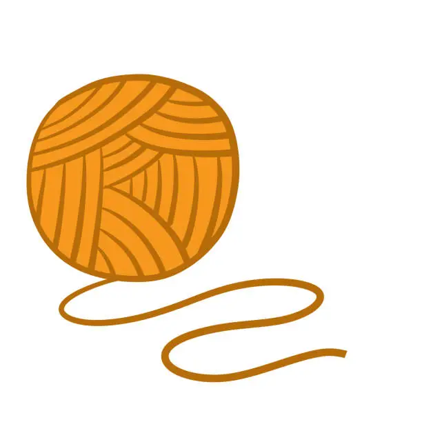 Vector illustration of Ball of wool threads. Device for knitting and hobbies. Hand made product. Cartoon outline illsutration